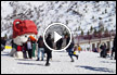 هواة التـزلج يتدفقون الى جبل الشيخ بيوم مشمس وصاف